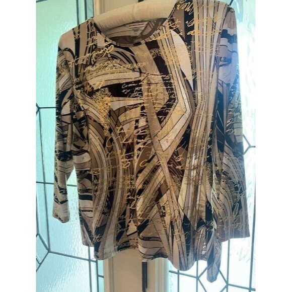 Allison Dailey Sz Large Top 3/4 Sleeve Glitzy Travel Cruise Coastal - Picture 2 of 16